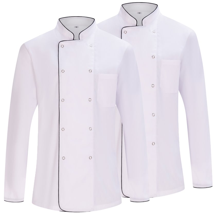 Pacote 2 Unidades -Jaqueta masculina de chef - Jaqueta masculina de chef - Uniforme de hospitalidade - Ref.842B