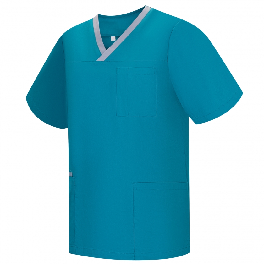 WORK CLOTHES UNISEX PEAK COLLAR SHORT SLEEVES Medical Uniforms Scru...