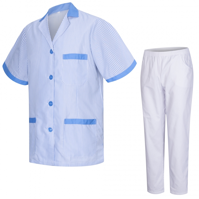 ABBIGLIAMENTO LAVORO UNISEX Uniforme Medica con Camice e Pantaloni - Uniformi Mediche Camice Uniformi sanitarie  - Ref.T8208